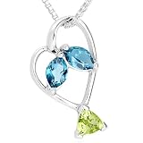 Marquise London Blue Topaz Trillion Peridot Pendant Necklace Sterling Silver
