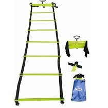 Cintz 30 ft adjustable soccer Speed and Agility ladder with flat rungs and ladder organizer in a bag, (Ladder splits into two ladders of 15 ft each)