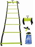Cintz 30 ft adjustable soccer Speed and Agility ladder with flat rungs and ladder organizer in a bag, (Ladder splits into two ladders of 15 ft each)