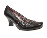 Hush Puppies Womens Ladies Black Leather EE Fit Mid Heel Court Shoes
