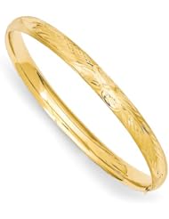 14k Yellow Gold 3/16 Florentine Engraved Baby Bracelet Bangle. Metal Wt- 3.69g