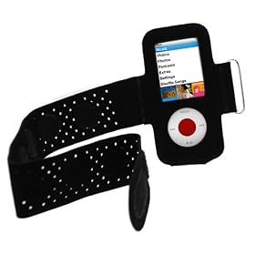 Premium Black Adjustable Wrist Armband Sports Gym Carrying Case Cover for Apple Ipod Nano Chromatic 8GB 16GB 4G 4th Generation