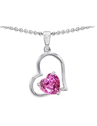 Original Star K (tm) 8mm Heart Shape Created Pink Sapphire Pendant in .925 Sterling Silver