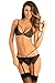 Rene Rofe Women's 3pc Crave Me Bra, Garter & G-String Set