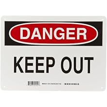 Brady 22112 10" Height, 14" Width, B-401 Plastic Black And Red On White Color Admittance Sign, Legend "Danger Keep Out"