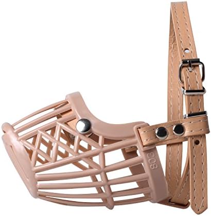 YAXXO Dog Muzzle - For Biting Chewing - Harness for Different Size Snout - Cage Leash - Beige (XS)