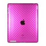 【ipad2専用】 TPU素材　ダイアモンド柄　iPad2　ケース　【TPU カバー、ケース】　アップル iPad2 専用ケース　【液晶保護付き　スクリーンプロテクター付き】ピンク