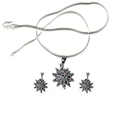 Jewellry Set - Earring and Pendant in Sterling Silver With Black Onyx Gemstones 33.50 gms.