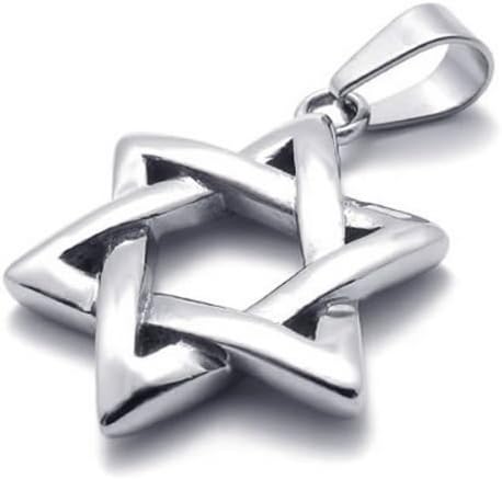Our Belong Stainless Steel Mens Womens Necklace Lucky Star of David Pendant, 18-28 inch Chain