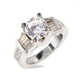 Eve's Addiction Glamorous Celebrity Style Sterling Silver CZ Engagement Ring