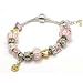 TOC BEADZ Branded Pink and Gold Tone Flower Bead Bracelet