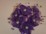72 Purple Wedding Bridal Pearl Satin Organza Flower
