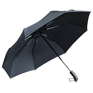 TOTU Windproof Umbrellas Auto Open Close Folding Golf Strong Durable Compact Travel Umbrella Reinforced Ribs 60 MPH Windproof Canopy and Slip-Proof Handle, Portable Lightweight Easy Carrying Black