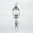 Celestial Lunar Goddess Pendant in Sterling Silver with a Peridot Gemstone Moon, #8723
