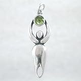 Peridot Lunar Goddess Pendant in Sterling Silver, #8723