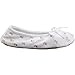 Isotoner Women's Embroidered Terry Ballerina (Medium - 6.5-7.5, White)