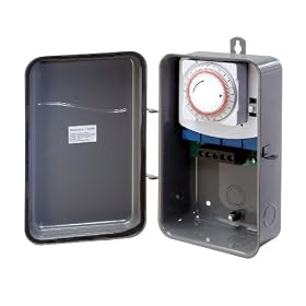 Westek TM104R 208 to 277 Volt DPST 40 AMP Hardwire Outdoor Heavy Duty Mechanical Timer Switch, Gray