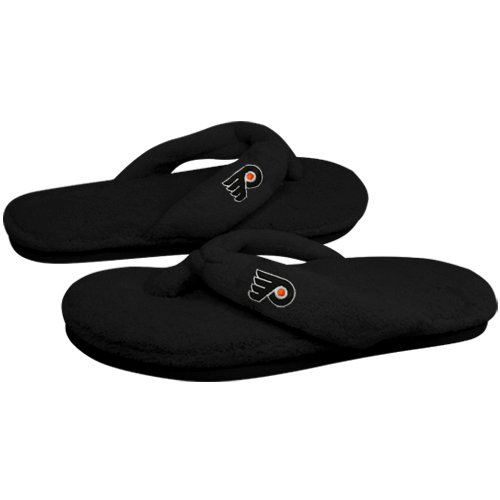 Philadelphia Flyers Ladies Black Plush Thong Flip Flop Slippers (9/10)