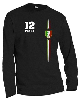 ITALY FAN SHIRT – ITALIEN – HERREN – LONGSLEEVE in Schwarz by Jayess Gr. M