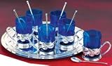 Colbalt Blue Demitasse Espresso Set- 6 Piece w/ Tray