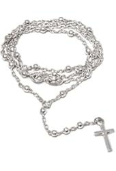 Beautiful Silver Cross Rosary Pendant With 10mm Beads on 18" Silver chain