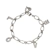 Diamond Cubic Zirconia LOVE Letters and Journey Heart Charm Bracelet in CAREFREE Sterling Silver 7.5"