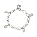 Diamond Cubic Zirconia LOVE Letters and Journey Heart Platinum Overlay Sterling Silver Charm Bracelet 7.5"