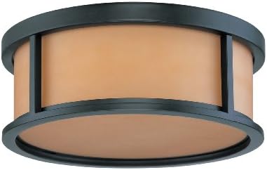 Nuvo Lighting 60/3833 Odeon Large Flush Drum, Parchment Glass, Aged Bronze