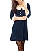 Allegra K Women Peter Pan Collar 3/4 Sleeve Short Shift Dress L Dark Blue