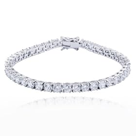 Rhodium Overlay Sterling Silver Simulated Diamond Round 4mm Bracelet, 7.25