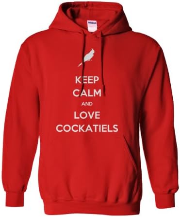 Sun Frog Shirts Adults Keep Calm And Love Cockatiels Hoodie Small Red