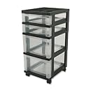 IRIS 4-Drawer Cart with Organizer Top and Casters, Black