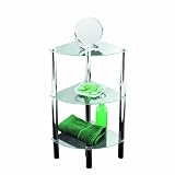 Axxentia Bad 282133 Stand-Eckregal Solanio, verchromt mit 3 Glasb&ouml;den, 30 x 30 x 77 cm