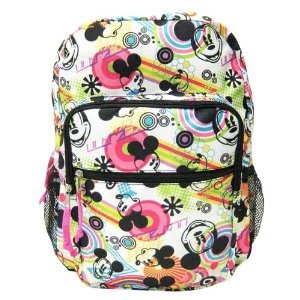 Disney Mickey Mouse Large Backpack with Multi Pockets - White