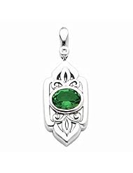 14K White Gold Oval Cut Chrome Tourmaline and Diamond Pendant -- LIFETIME WARRANTY