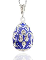 Beautiful Blue Egg Pendant Reversible Sterling Silver 925 Hand Enameled Pendant