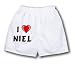 White Boxer Short with I Love Niel