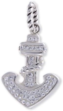 Sterling Silver Crystal Putty Large Anchor Charm Pendant With Chain