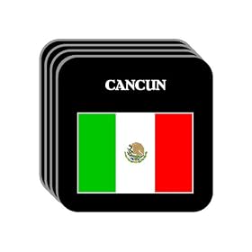 Mexico - "CANCUN" Set of 4 Mini-Mousepad Coasters