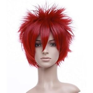 Deep Red Short Style Japanese Anime Cosplay Wig Costume