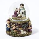 SNOWMOTION BABY NATIVITY SNOW SWIRLING WATERGLOBE. - 100MM MUSICAL SNOWMOTION BABY NATIVITY WIND-UP SNOW SWIRLING WATERGLOBE.