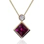 14k Yellow Gold Created Ruby Princess Cut and Diamond Pendant, 17"