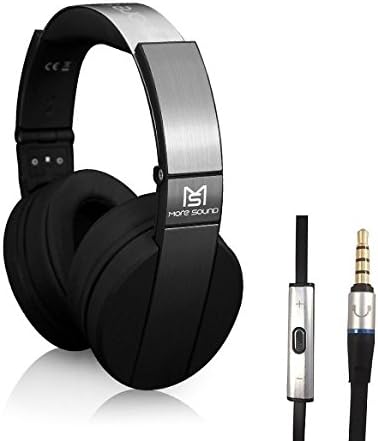 MORESOUND Headphone Classic On-Ear with Integrated Function Microphone Brushed Metal Finish Noise Cancellation Including Carbon Fiber Hard Traveling Case