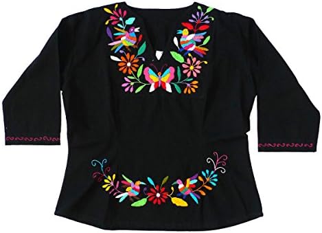 Mexican Clothing Co Womens Tenango Blouse Large Black 01