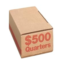 PM Company Securit Quarter Corrugatged Roll Coin Boxes, Orange, 50 Per Bundle (61025)