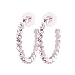 Clear Rhinestone Silvertone 1.5" Hoop Earrings