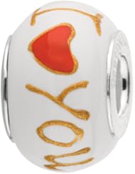 925 Sterling Silver I Love You White Enamel Bead For Chamilia, Pandora, Biagi, Personality, Reflections And More Charm Bracelets