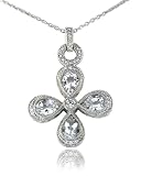 Jewelry : Pear Stone Flower Pave Diamond Pendant
