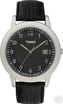 Timex Men's Classic INDIGLO® Black Leather Strap Watch #T2M111
