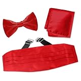 Crimson Pretied Bow Tie by Elite red silk cummerbund sets